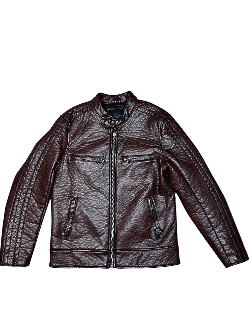 Marc New York Moto Cafe Racer Jacket M Chocolate Brown Textured